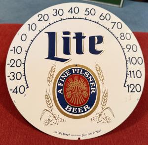 Miller Lite Jumbo Dial Thermometer Metal Sign