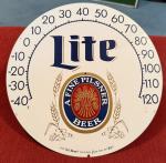 Miller Lite Jumbo Dial Thermometer Metal Sign