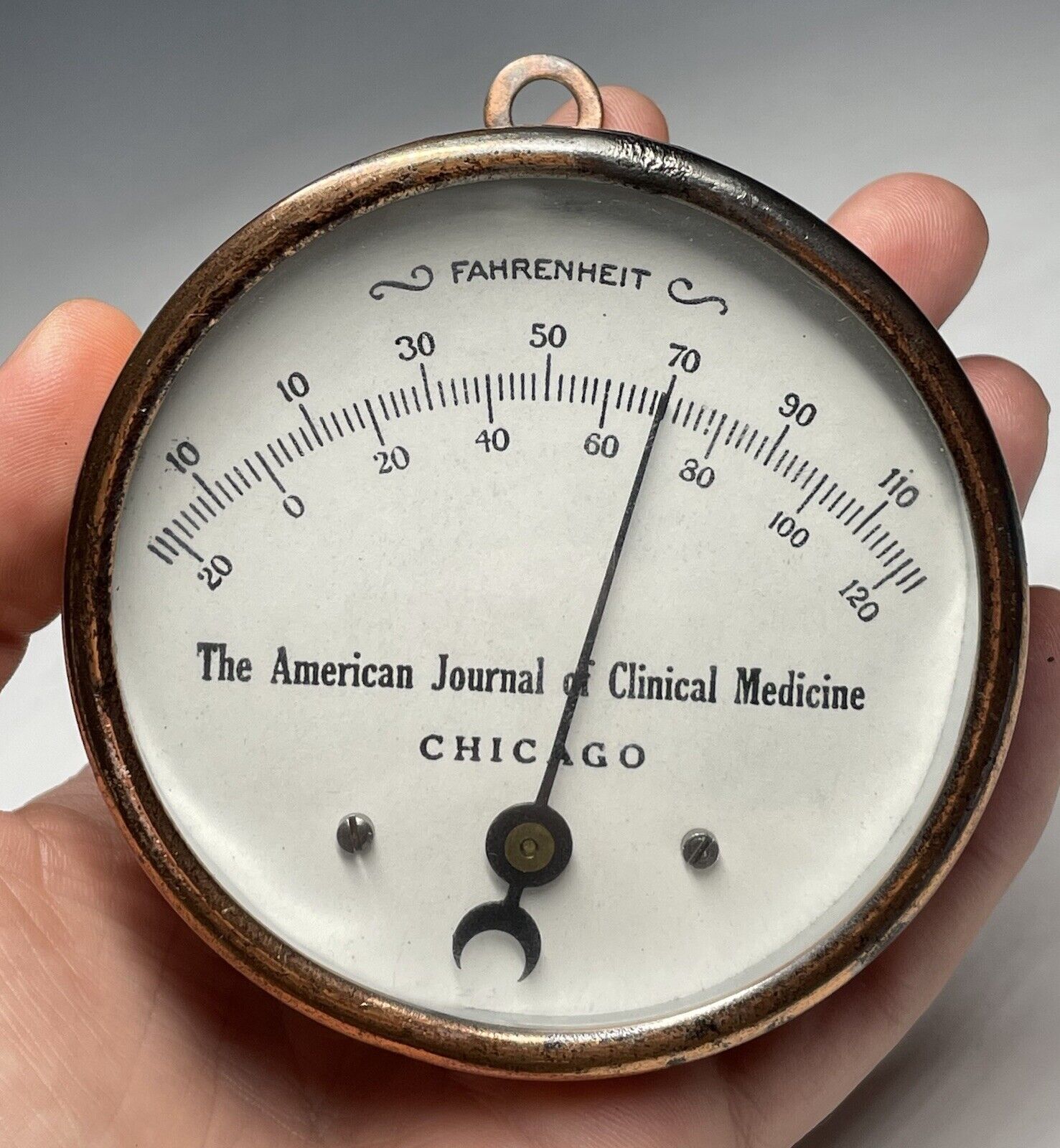 American Clinical Journal of Medicine Copper Advertising Thermometer