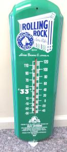 Vintage Rolling Rock Beer Tin Thermometer
