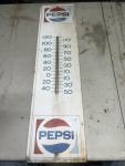 Retro 70s Pepsi Metal Thermometer 28"x7