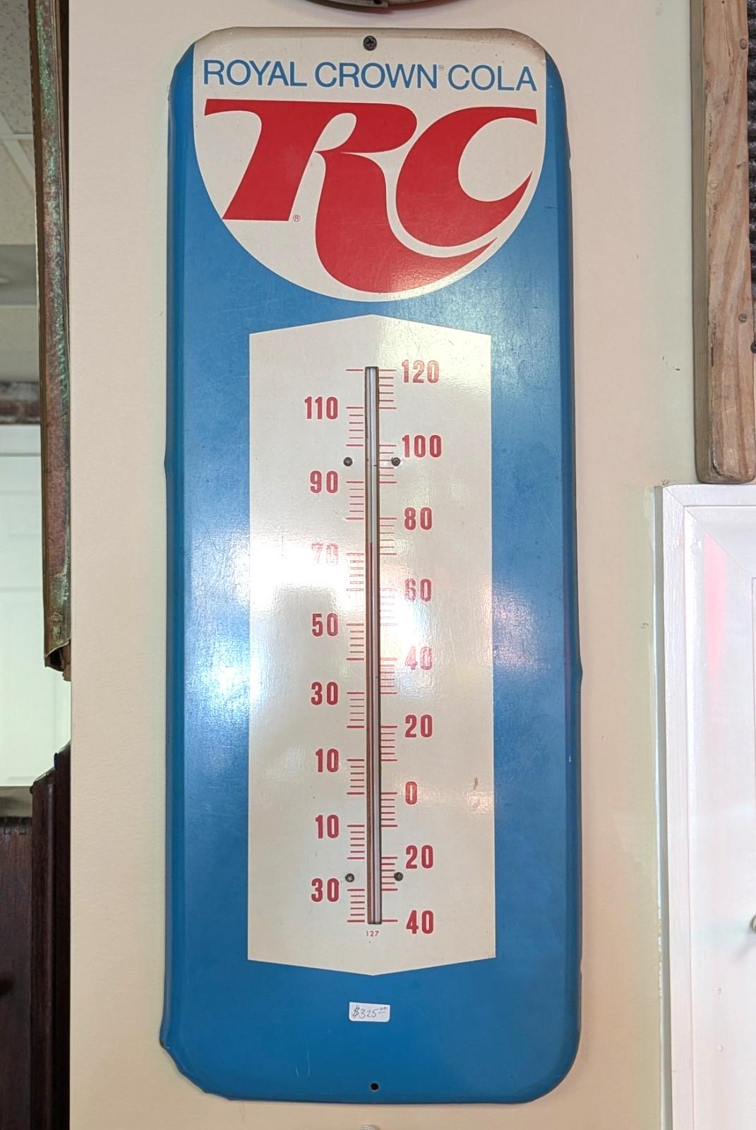 Royal Crown RC Cola Vintage Metal Thermometer Sign