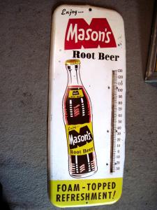 Vintage Mason Root Beer Advertising Thermometer 25.5”x9.5”