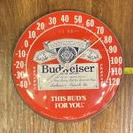 Budweiser Jumbo Dial Thermometer Vintage Beer Sign
