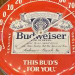 Budweiser Jumbo Dial Thermometer Vintage Beer Sign