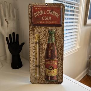 Royal Crown Cola Vintage Metal Embossed Thermometer