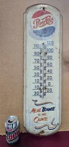 Pepsi Cola Bottle Cap Thermometer Sign, 27