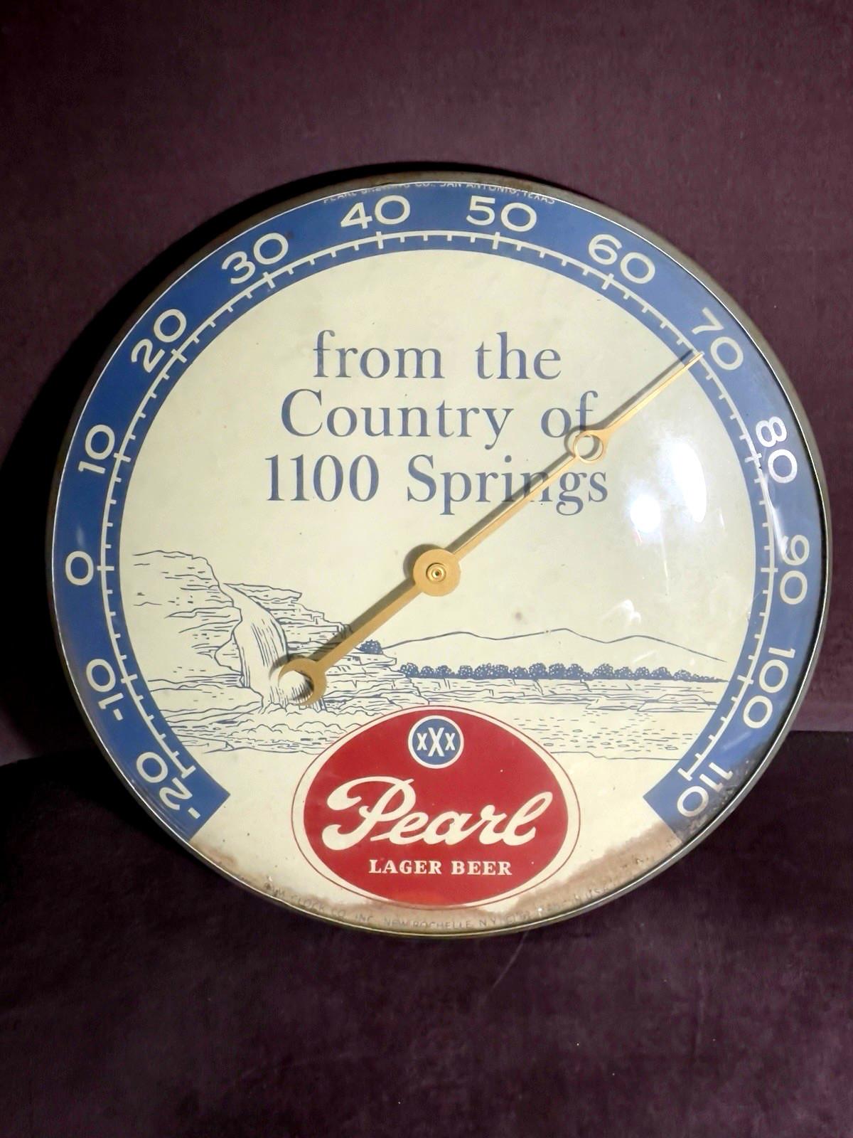 1964 Pearl Lager Beer Antique Thermometer