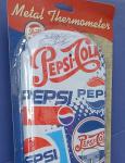 Pepsi Cola Vintage Metal Sign Thermometer 5" x 17