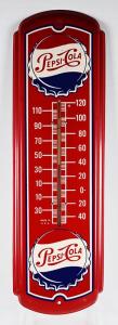 1980s Pepsi Cola Metal Thermometer by Taylor