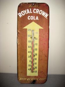 Royal Crown Cola Antique Thermometer 26"x10