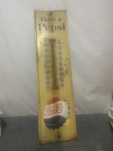 1957 Have A Pepsi Large Tin Thermometer