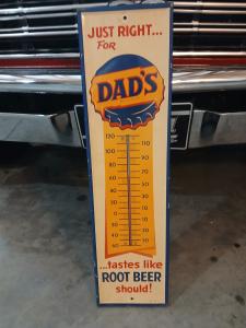 1950s Vintage Dad's Root Beer Metal Thermometer