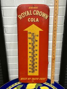 Royal Crown Cola Vintage Metal Wall Thermometer Sign