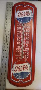 Pepsi Cola Vintage Metal Advertising Thermometer 27”