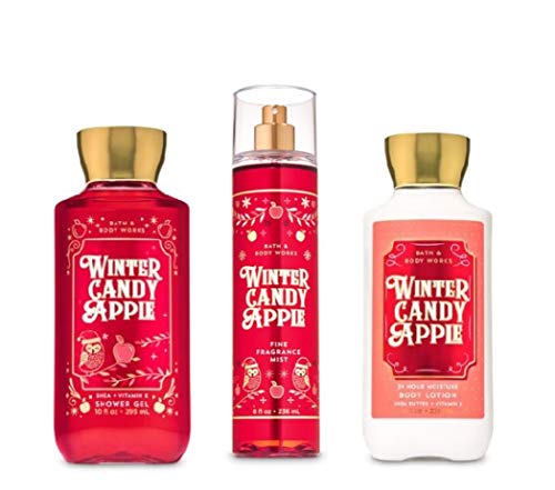 Bath and Body Works - Winter Candy Apple - Winter 2019 - Daily Trio - Shower Gel, Fine Fragrance Mist & Super Smooth Body Lotion