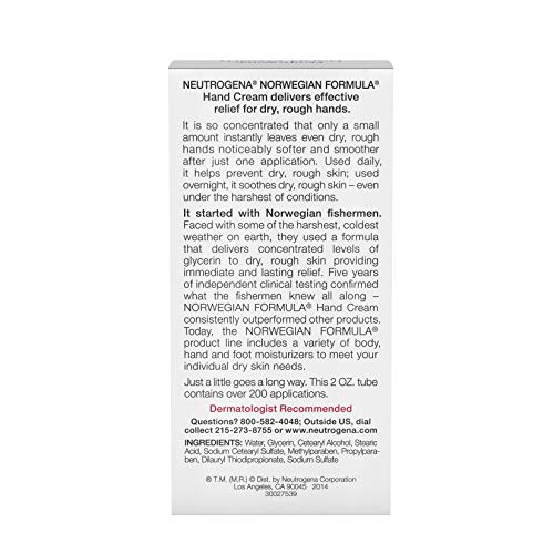 Neutrogena Norwegian Formula Hand Cream, Fragrance-Free, 2 Ounce (Pack of 4)