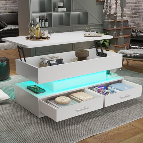SEDETA 40" Lift Top Coffee Table, White