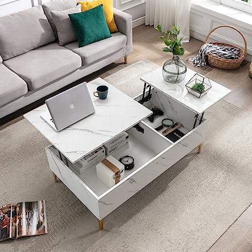 White Marble Print Living Room Furniture Set