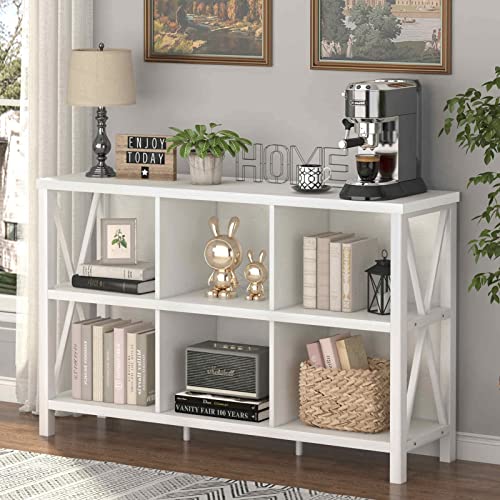 Industrial White Oak 6 Cube Bookcase Organizer
