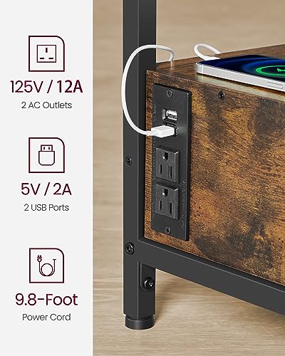 Lift Top Coffee Table with Storage, Charging Station