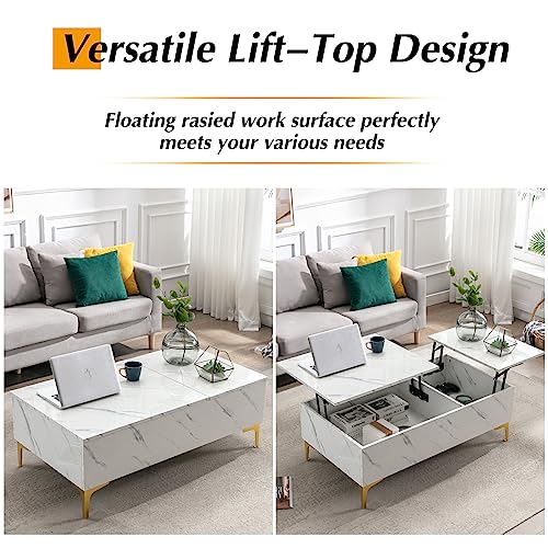 White Marble Print Living Room Furniture Set