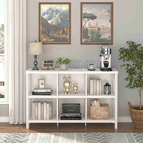 Industrial White Oak 6 Cube Bookcase Organizer