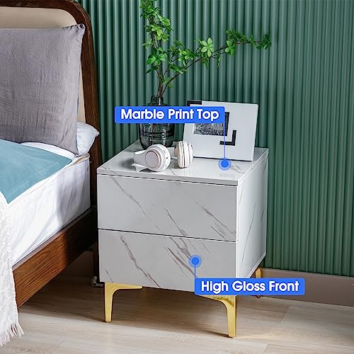 White Marble Print Living Room Furniture Set