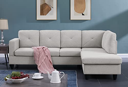 Linen L-Shape Sectional Sofa for Home or Dorm