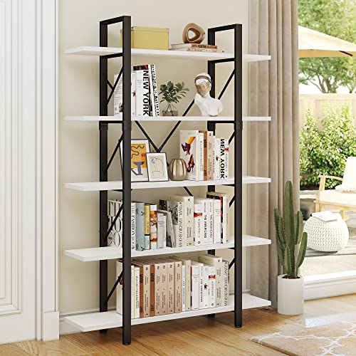 YITAHOME 5 Tier Bookshelf, Modern Minimalist White