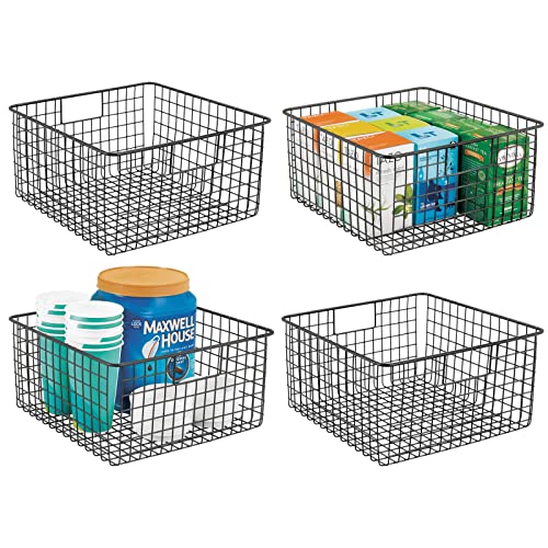 mDesign Metal Wire Storage Basket Organizer - 4 Pack