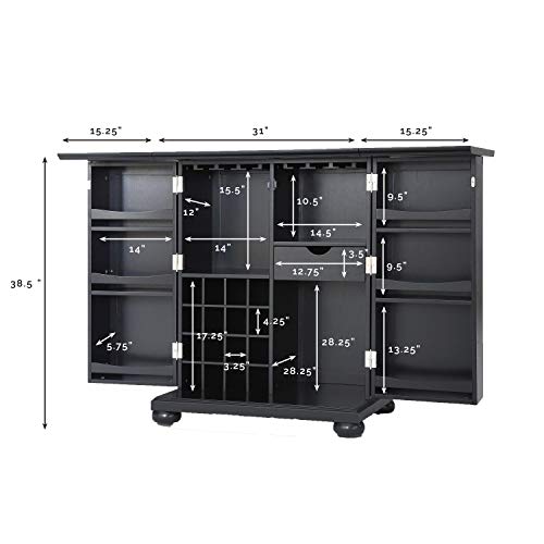 Alexandria Expandable Bar Cabinet - Black