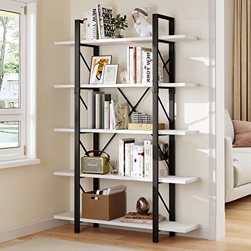 YITAHOME 5 Tier Bookshelf, Modern Minimalist White