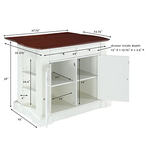 Crosley White Drop Leaf Kitchen Island/Breakfast Bar