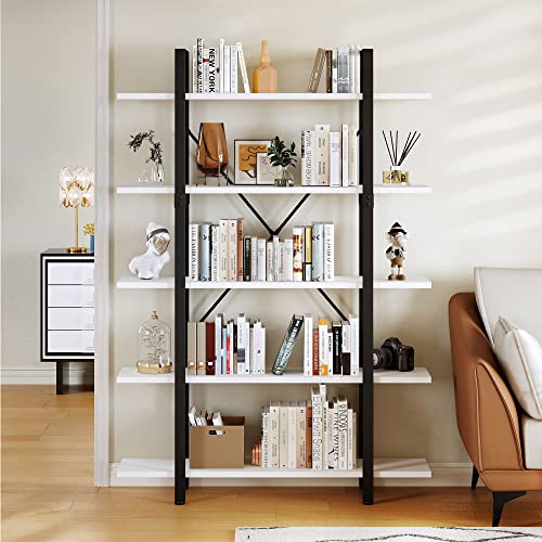 YITAHOME 5 Tier Bookshelf, Modern Minimalist White