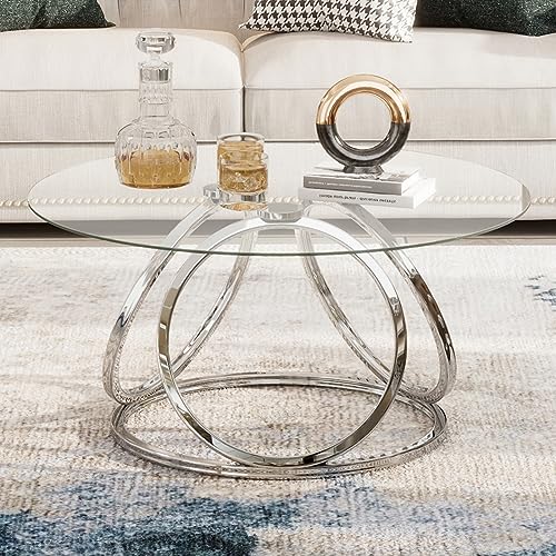 Modern Silver Round Coffee Table for Home & Office