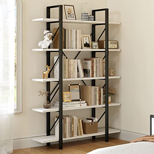 YITAHOME 5 Tier Bookshelf, Modern Minimalist White