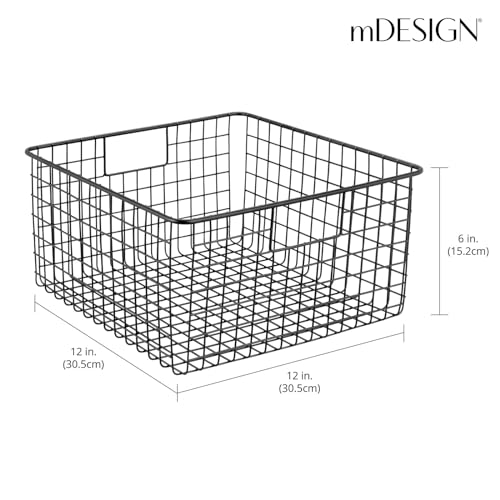 mDesign Metal Wire Storage Basket Organizer - 4 Pack