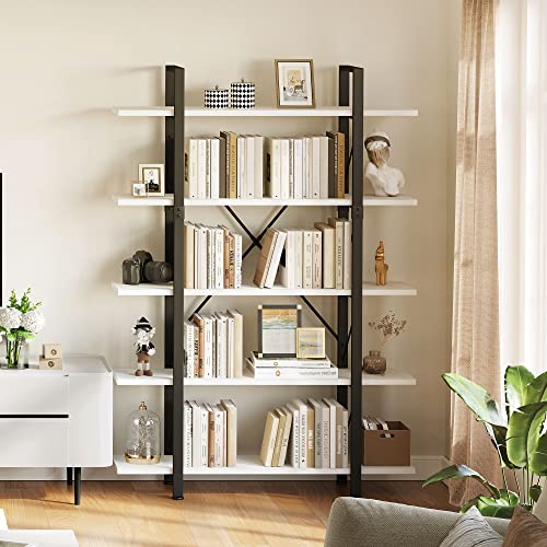 YITAHOME 5 Tier Bookshelf, Modern Minimalist White