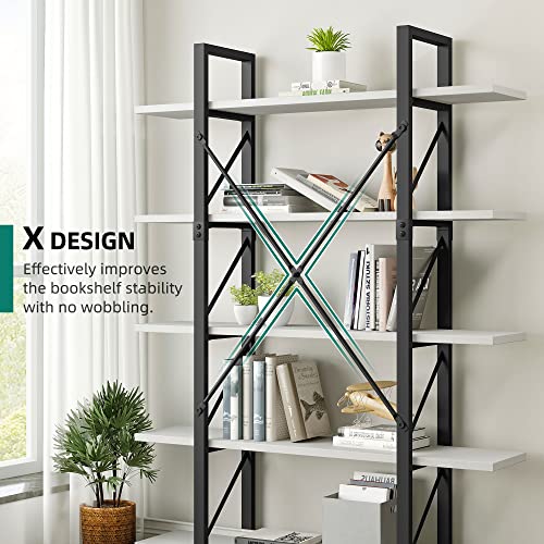 YITAHOME 5 Tier Bookshelf, Modern Minimalist White