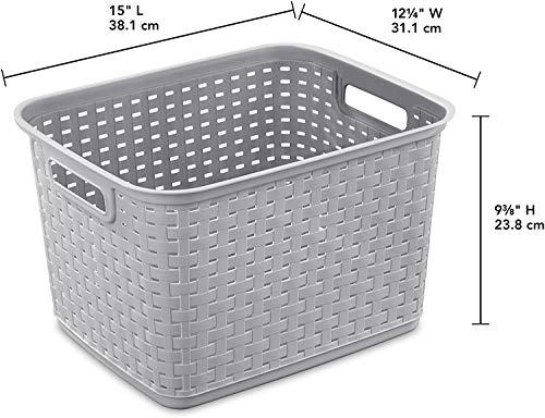 Plastic Weave Storage Baskets, 6-Pack, Gray