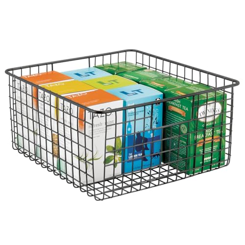 mDesign Metal Wire Storage Basket Organizer - 4 Pack
