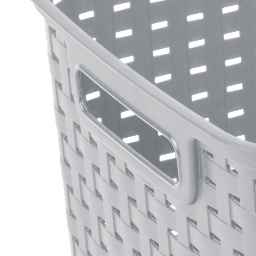 Plastic Weave Storage Baskets, 6-Pack, Gray