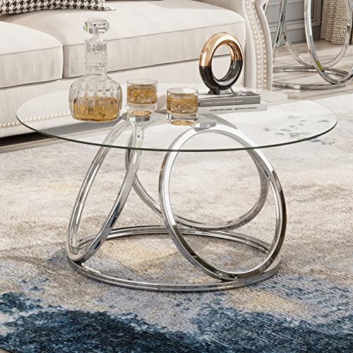 Modern Silver Round Coffee Table for Home & Office
