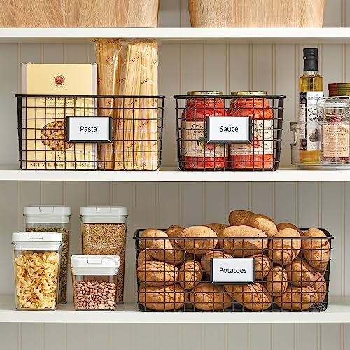 Square Steel Storage Baskets for Kitchen Pantry, Cabinet