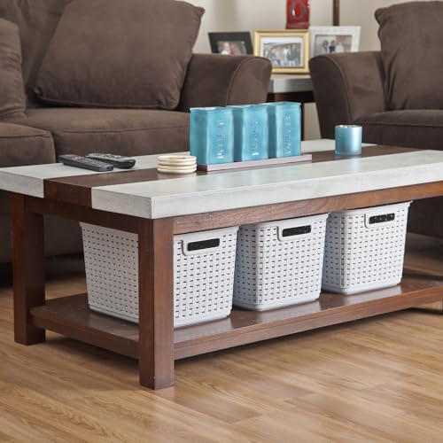 Plastic Weave Storage Baskets, 6-Pack, Gray