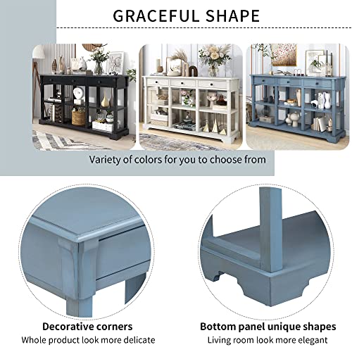 Merax Teal Blue Console Table with Drawer