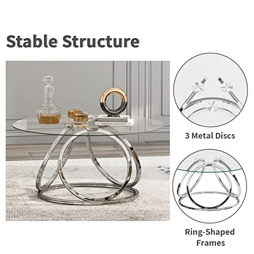Modern Silver Round Coffee Table for Home & Office