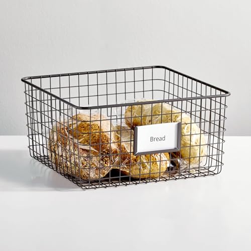 Square Steel Storage Baskets for Kitchen Pantry, Cabinet