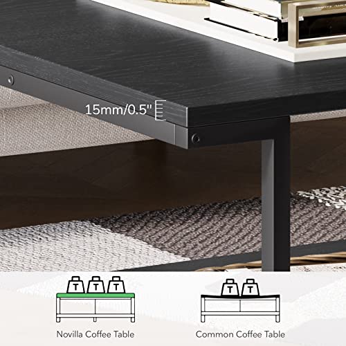 Rustic Coffee Table with Storage Shelf - Black